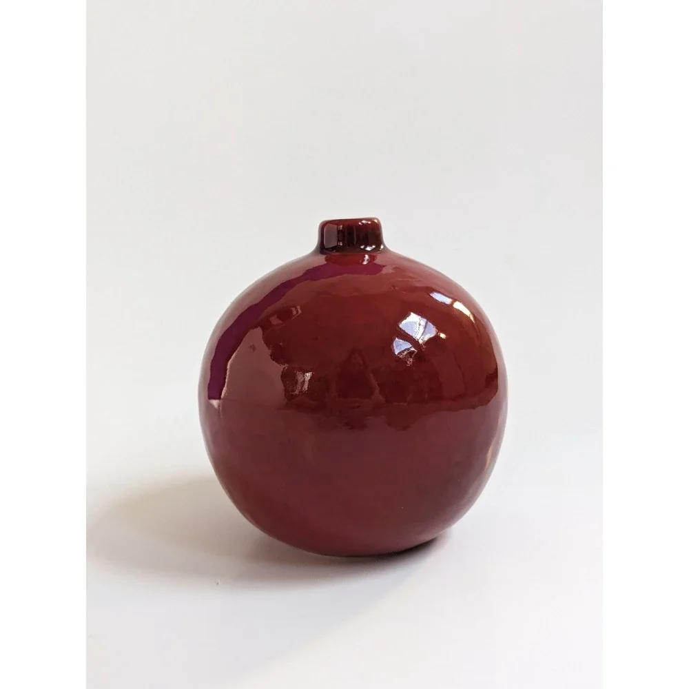 Crate & Barrel Red‎ Glazed Round Vase 5